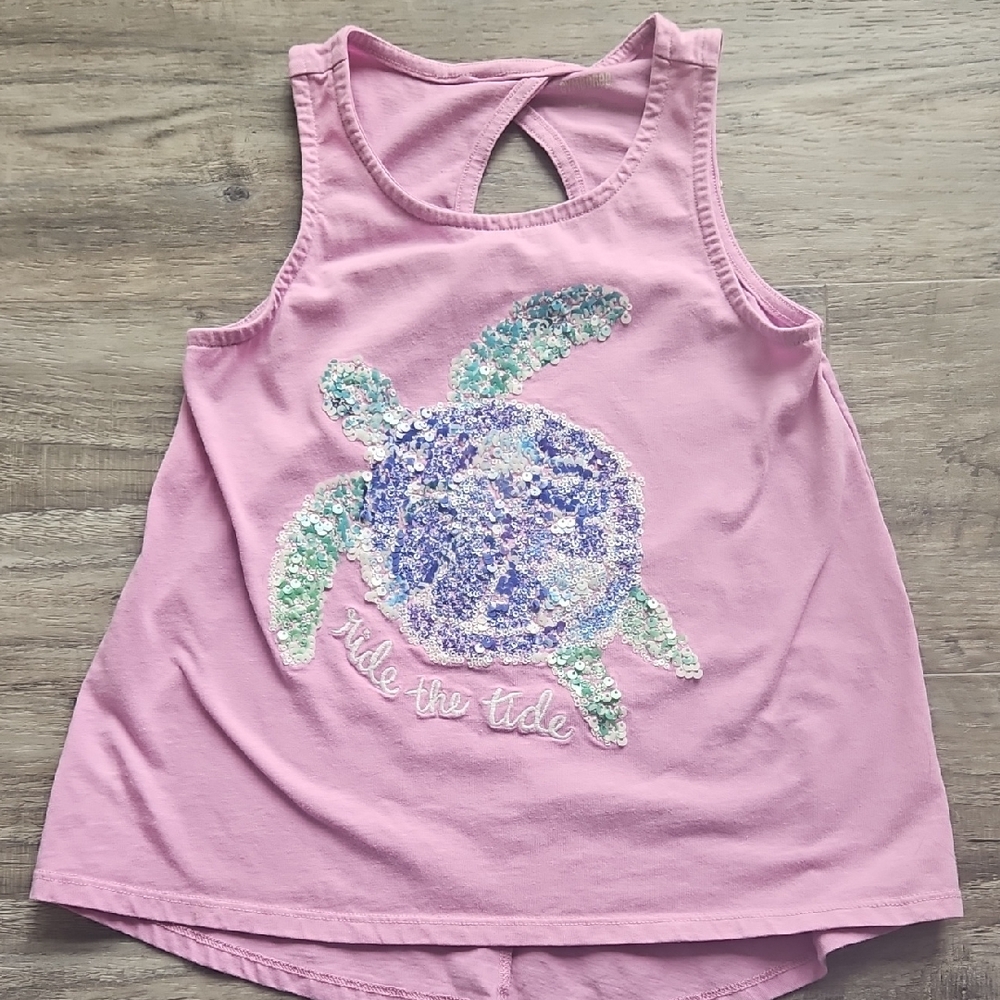 Gymboree Sequin Turtle “Ride the Tide” Tank Top | Size 7